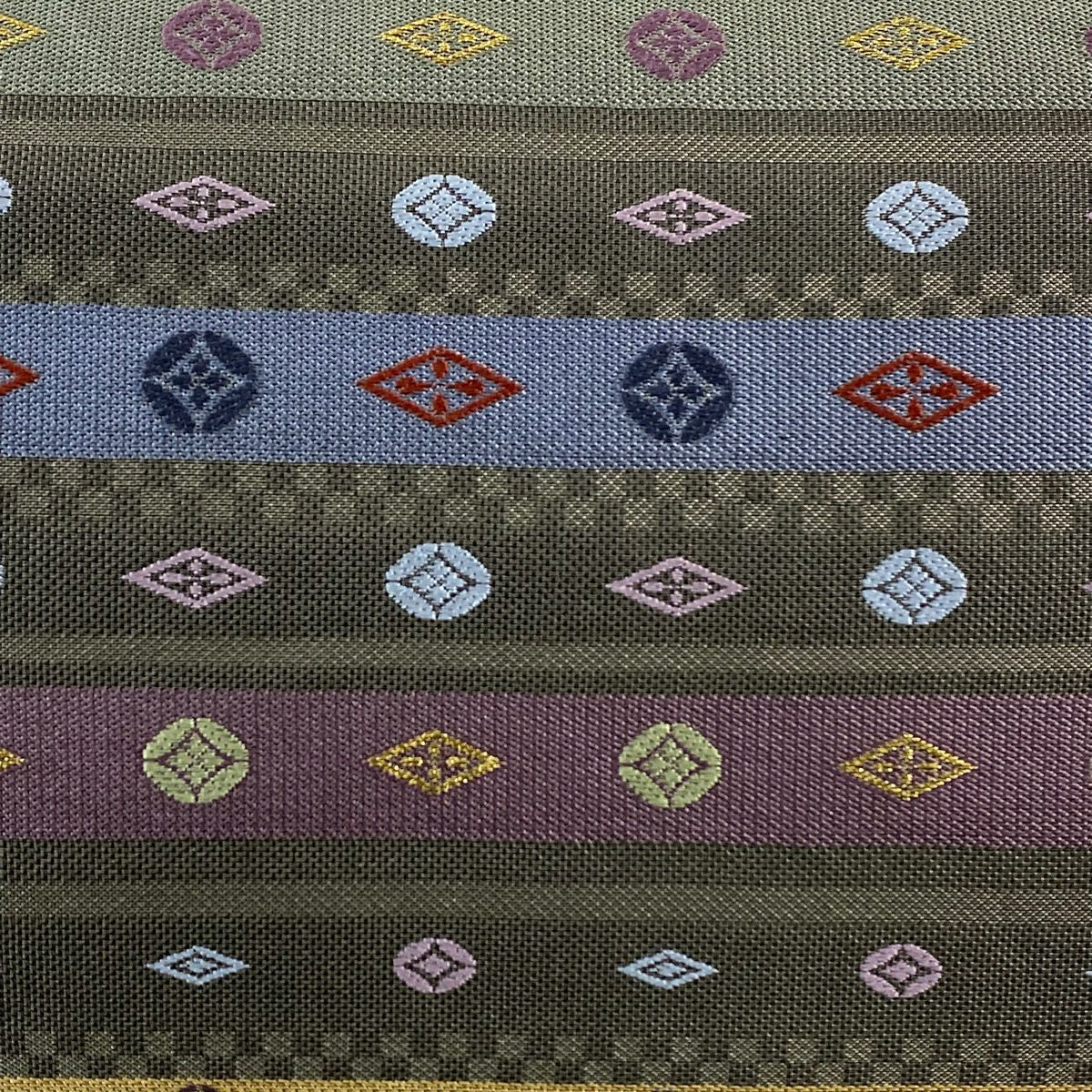 【美品】 開口名古屋帶 優品級 段紋 七寶 金絲 灰色 純蠶絲