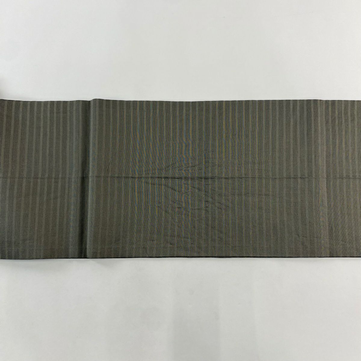 【美品】 開口名古屋帶 優品級 段紋 七寶 金絲 灰色 純蠶絲