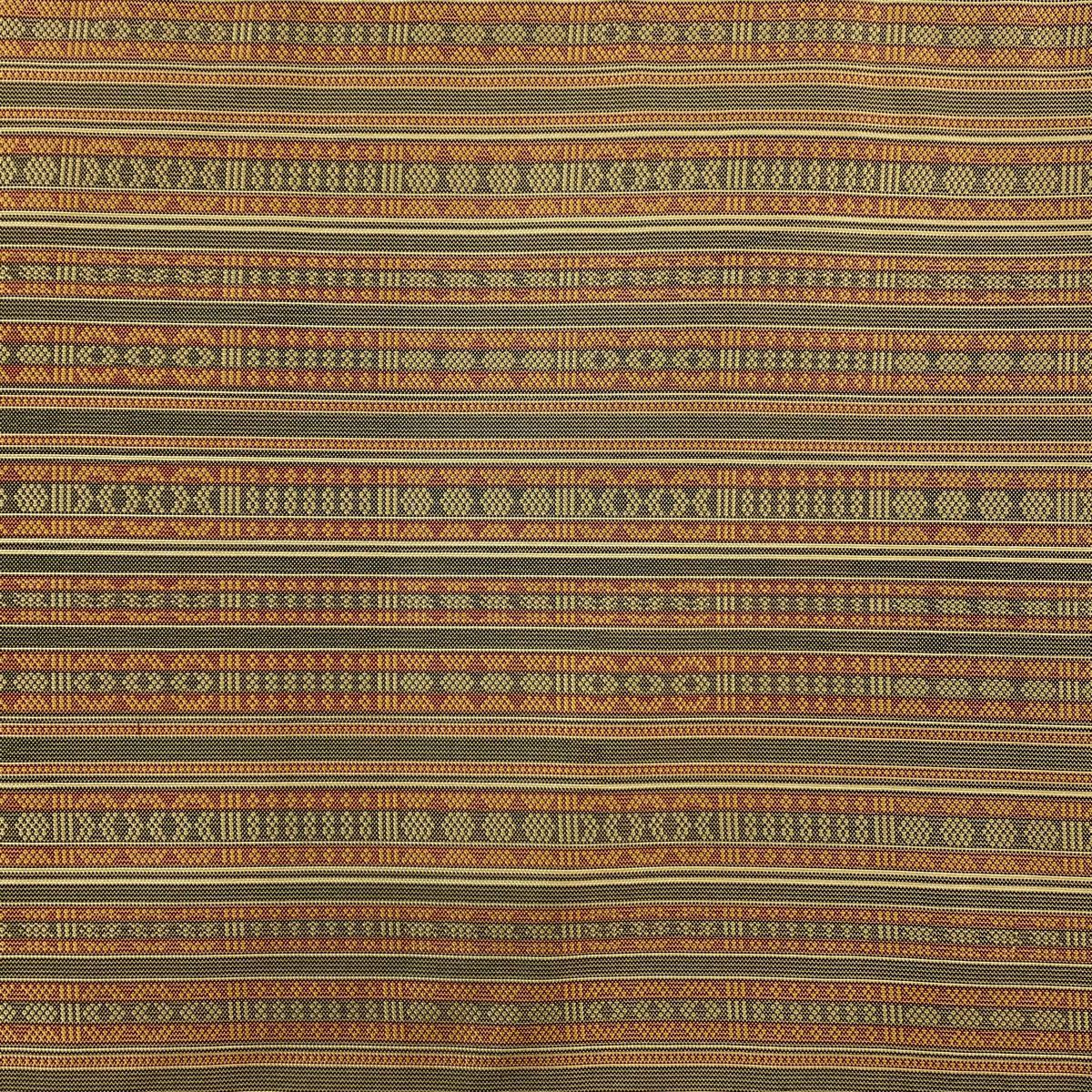 【美品】 袋帶 秀品級 附落款 あらいそ 縞 幾何學圖案 山吹茶 純蠶絲