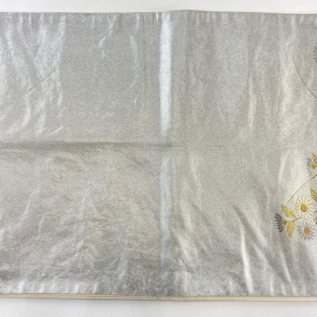 袋帶 秀品級 草花紋紋 雲霞 金絲 金銀彩 銀 純蠶絲