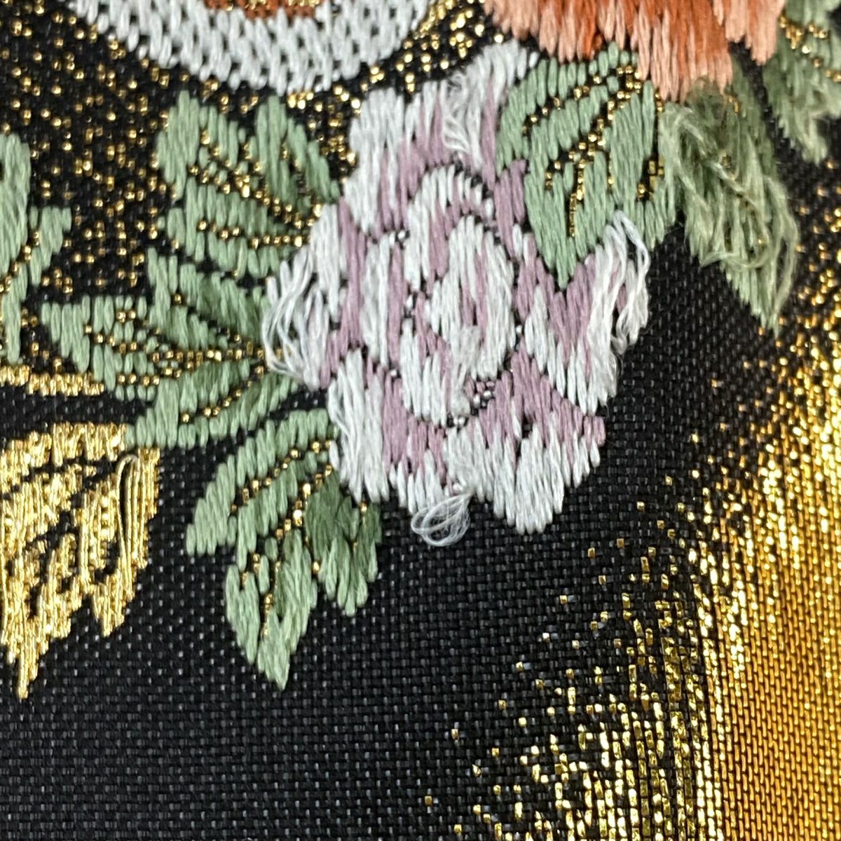 袋帶 秀品級 和樂器 花鳥 金絲 金金箔 金 六通 純蠶絲