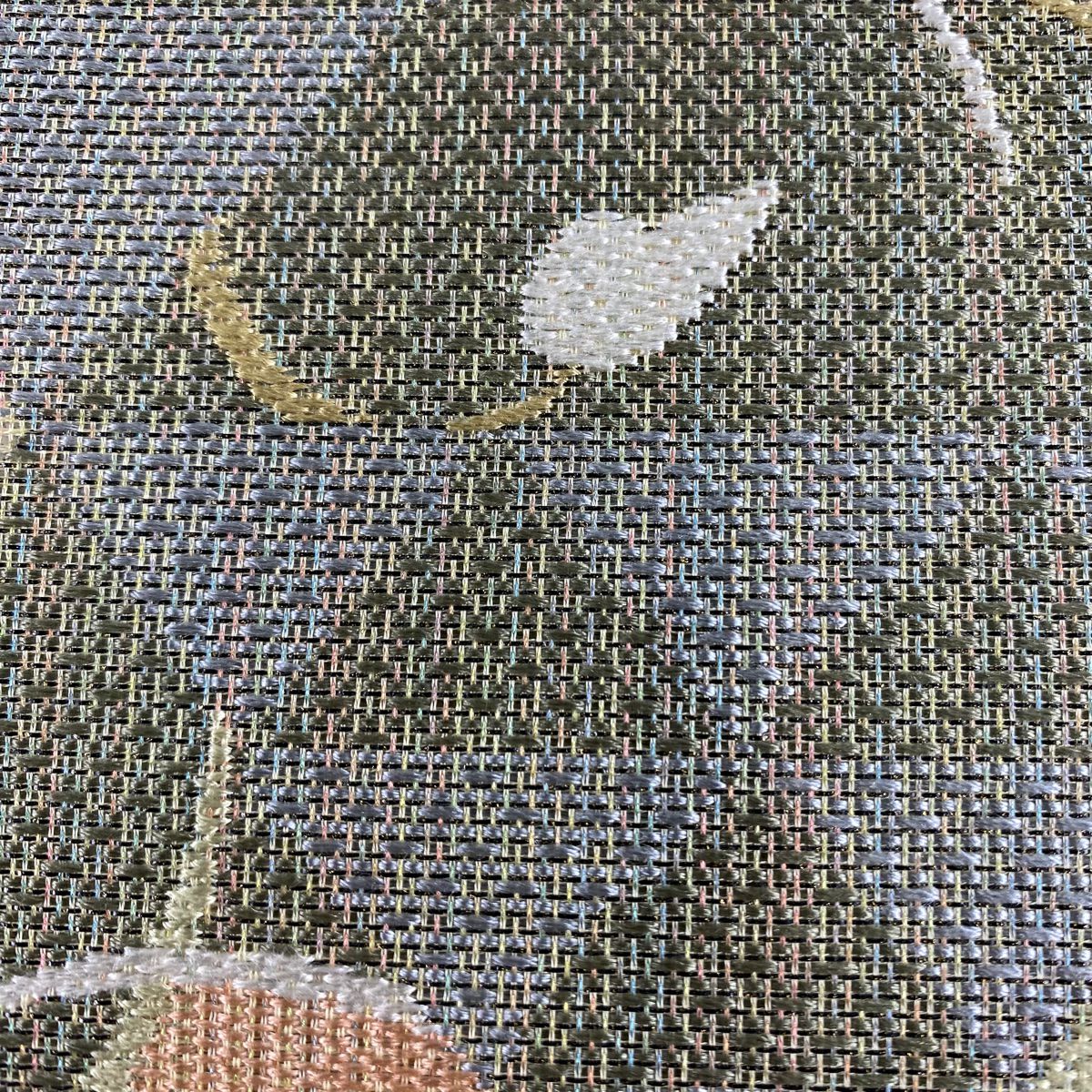 【美品】 開口名古屋帶 優品級 夏帶 花唐草紋 鱗 金絲 米色 純蠶絲