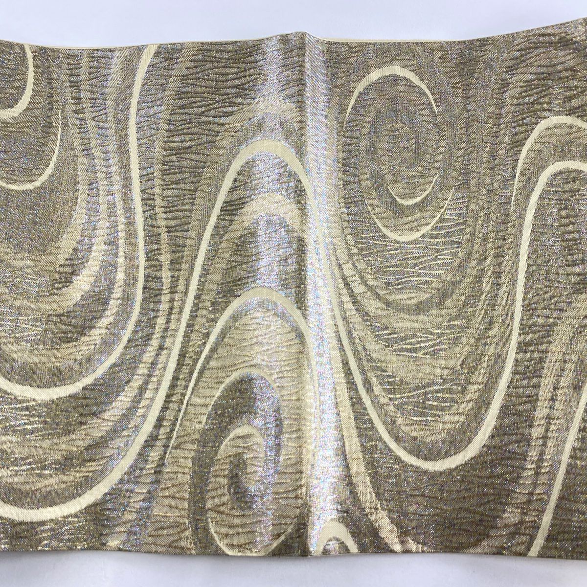 【美品】 袋帶 秀品級 流水 金金箔 金色 六通 純蠶絲