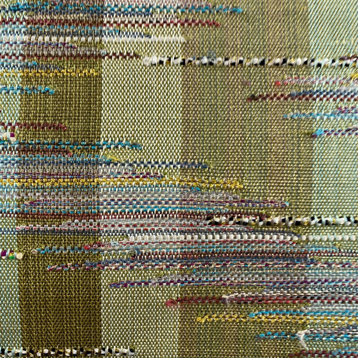 袋帶 名品級 條紋 刺繡 金絲 灰綠 大鼓圖案 純蠶絲