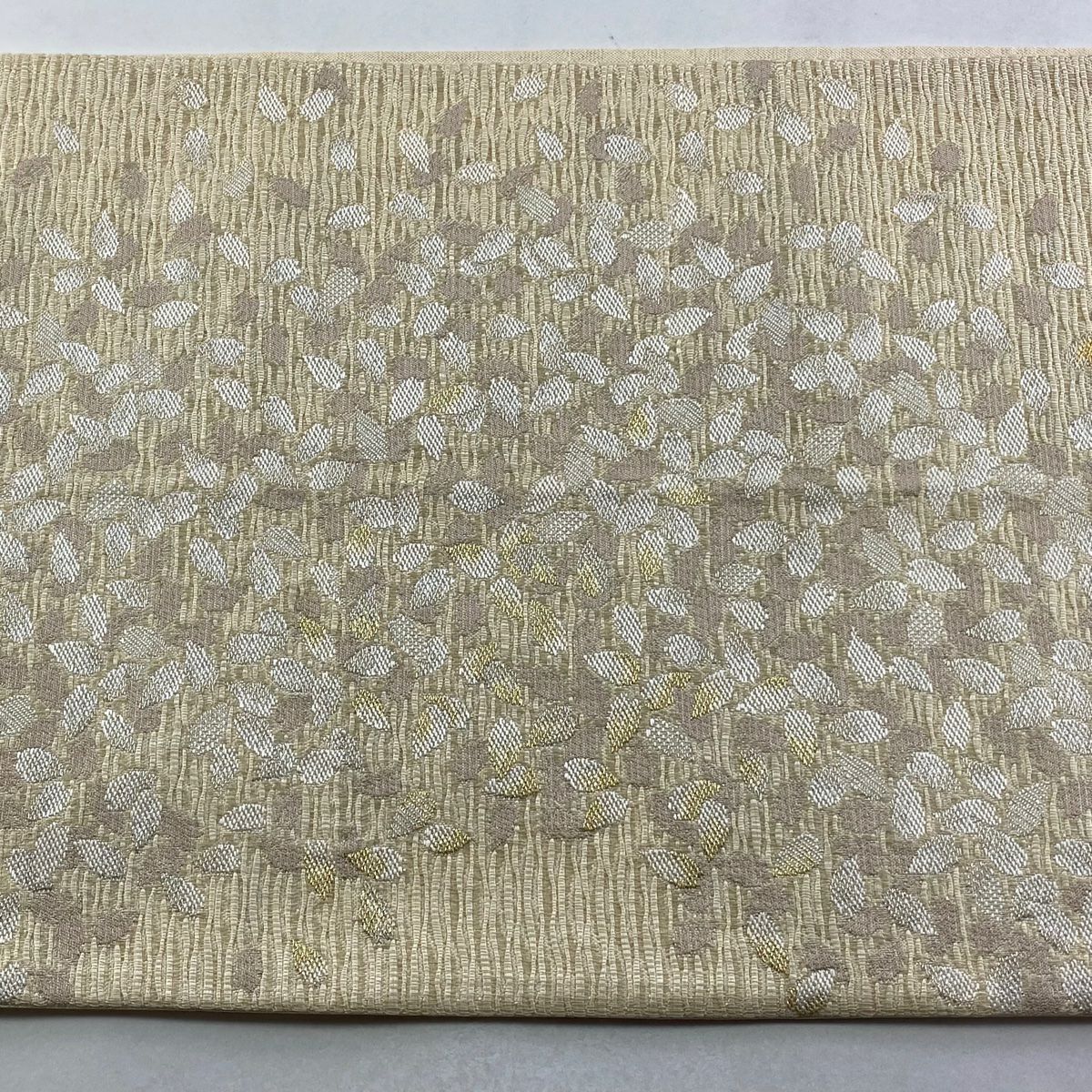袋帶 逸品級 花瓣 金銀線 奶油 六通 純蠶絲