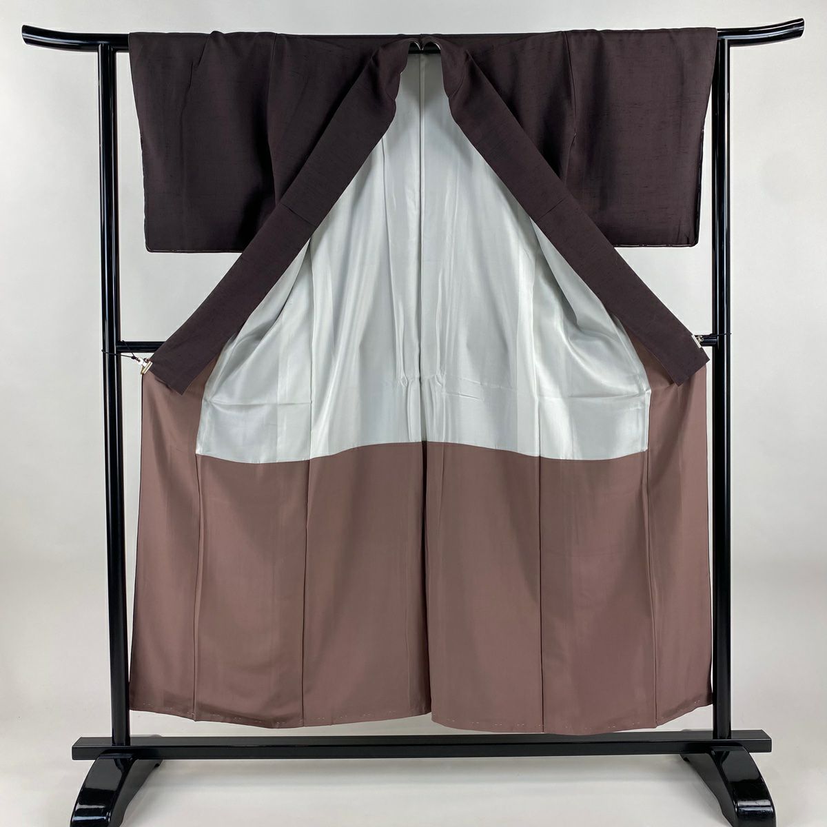 【美品】 付下 身長155cm 袖長63cm S 雙層 紬織織 瓢箪寶盡 茶紫 純蠶絲 秀品級 一つ紋