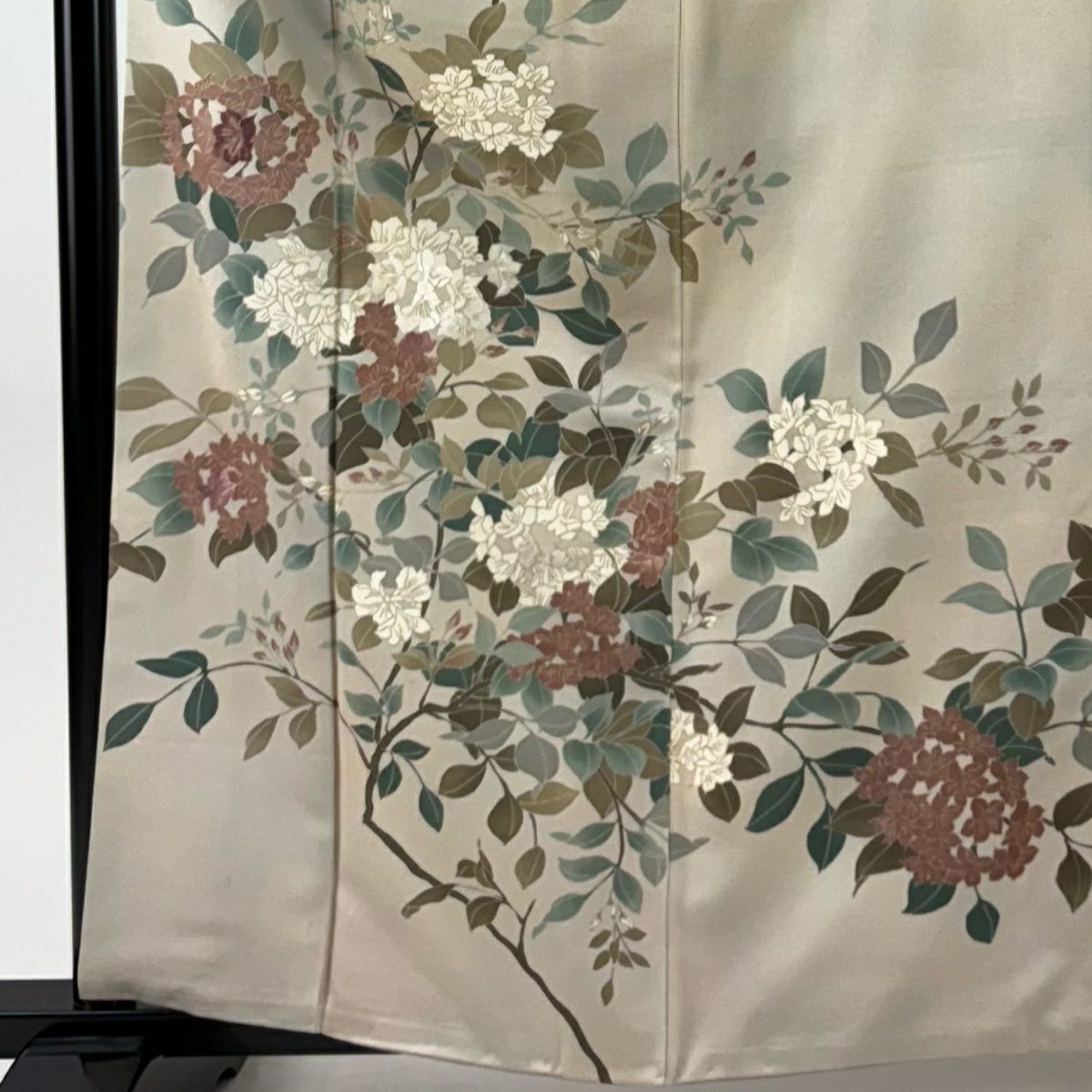 訪問服 身長162cm 袖長66cm M 雙層 枝花刺繡 金彩裝飾 米色 純蠶絲 優品級