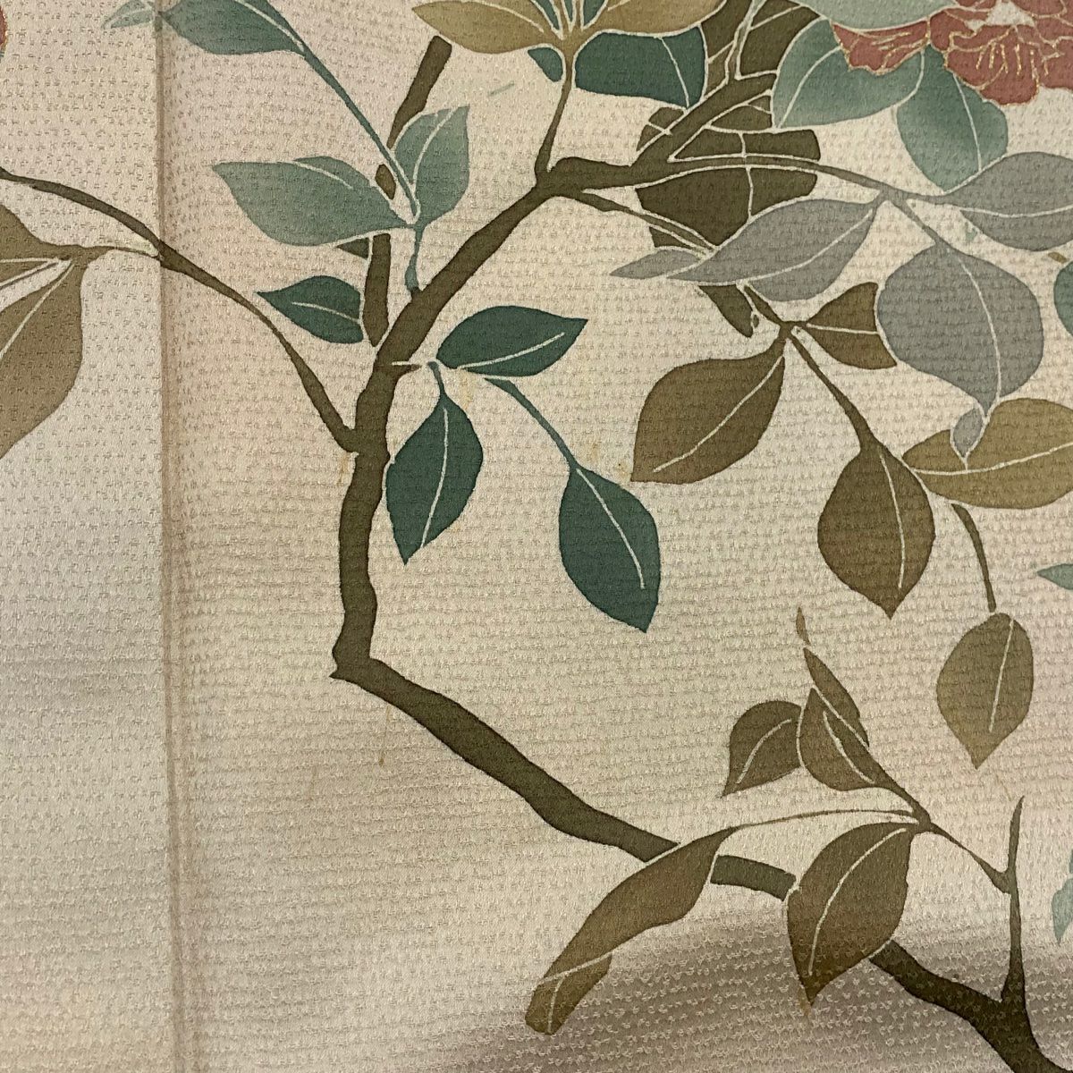 訪問服 身長162cm 袖長66cm M 雙層 枝花刺繡 金彩裝飾 米色 純蠶絲 優品級