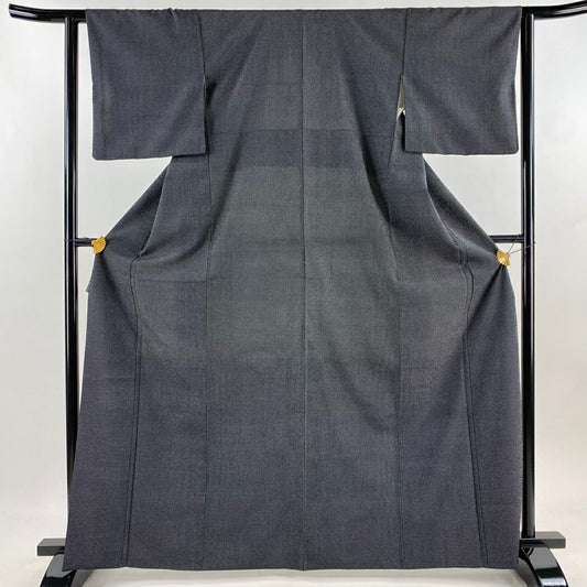 【美品】 紬織 身長166.5cm 袖長62.5cm S 雙層 蚊絣 黑 純蠶絲 秀品級