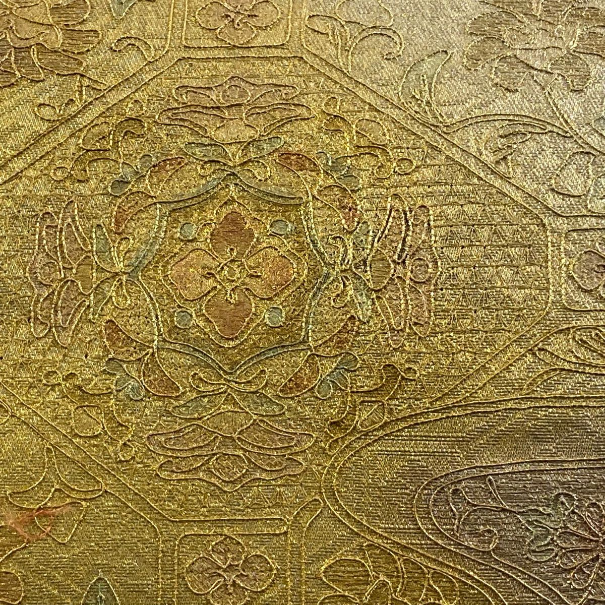 【美品】 袋帶 秀品級 華紋 霞 金絲 灰櫻 お太鼓圖案 純蠶絲