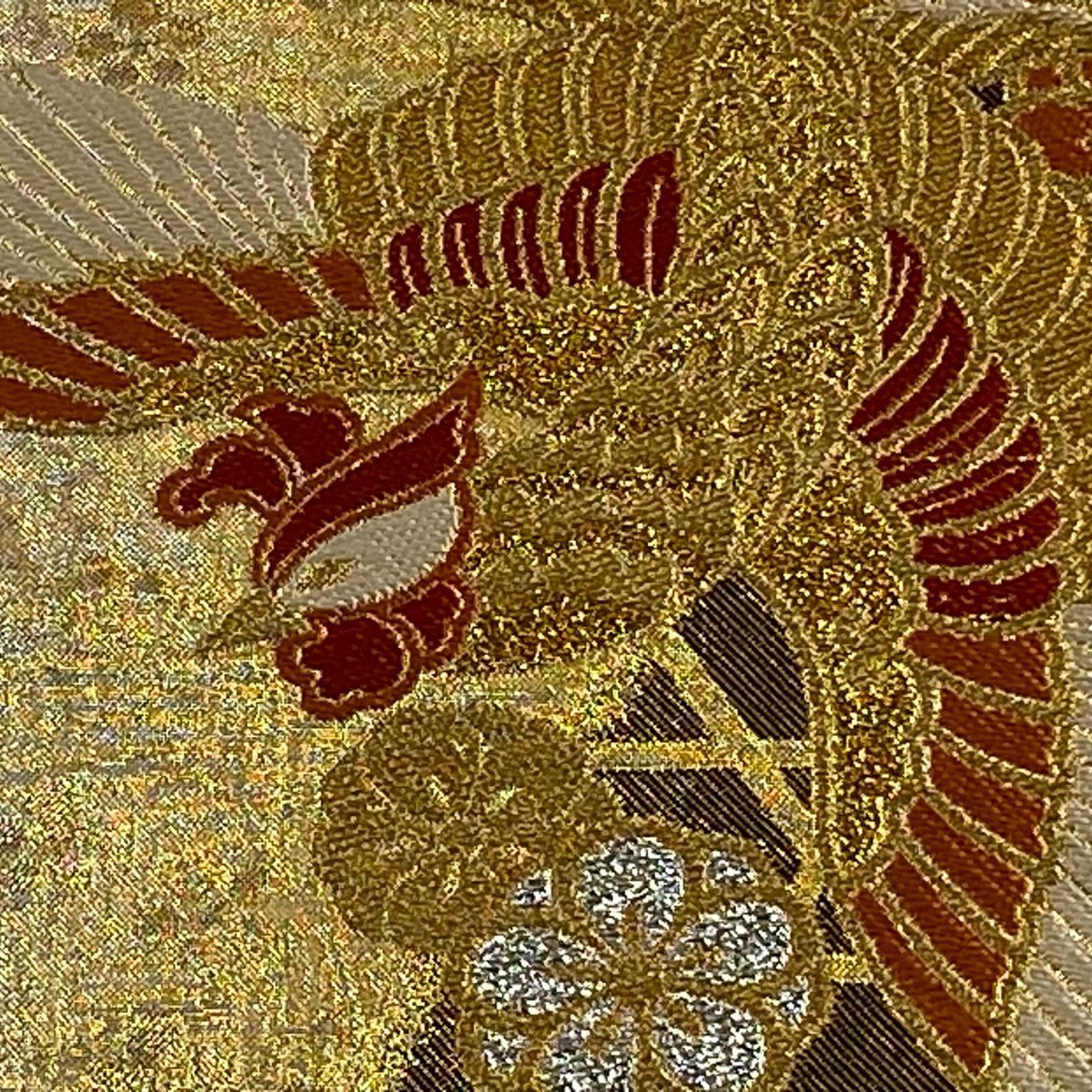 袋帶 秀品級 鈴乃屋 鳳凰 梅花 金絲 金金箔 金色 全通 純蠶絲