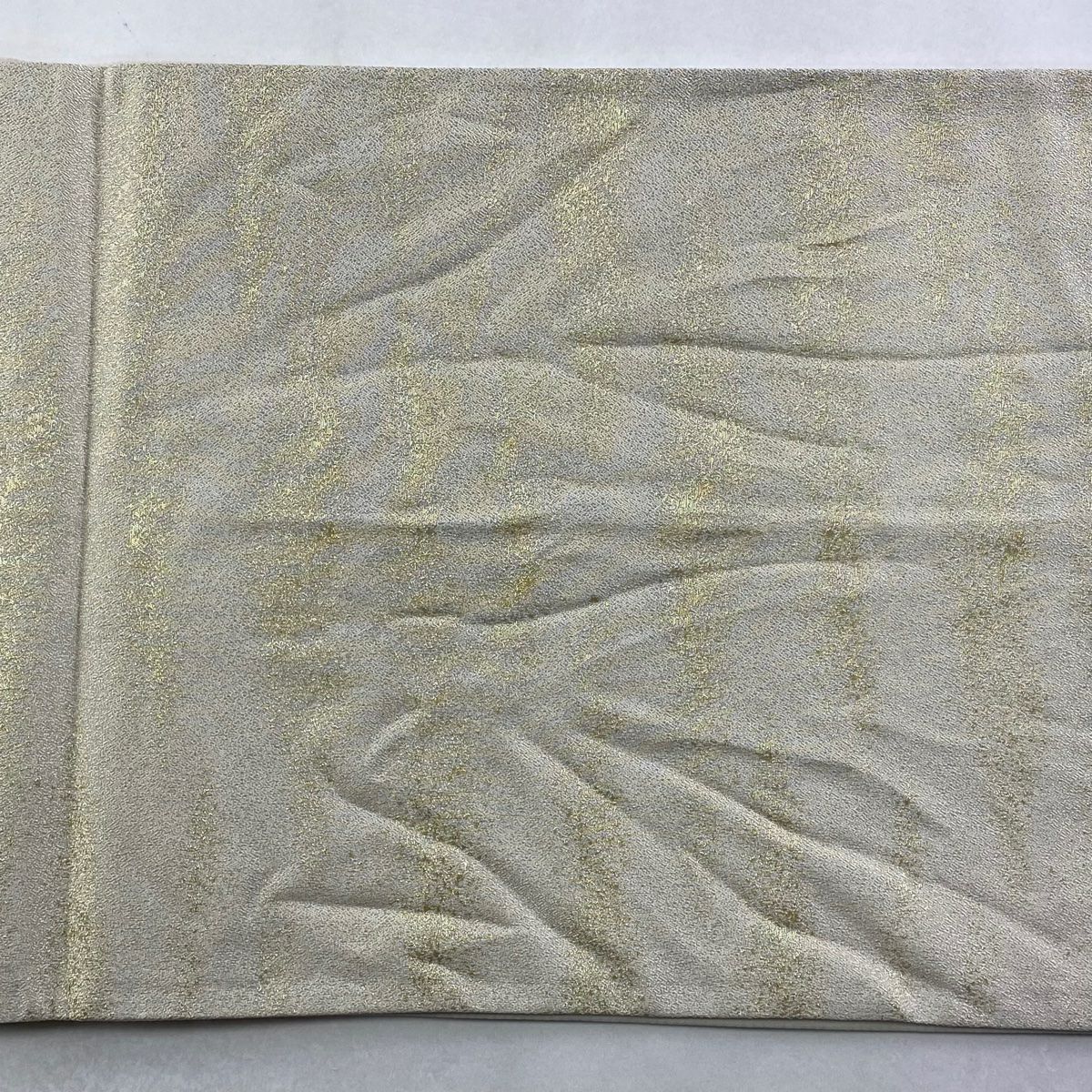 【美品】 袋帶 秀品級 草花紋紋 龜甲 金絲 金金箔 奶油 六通 純蠶絲