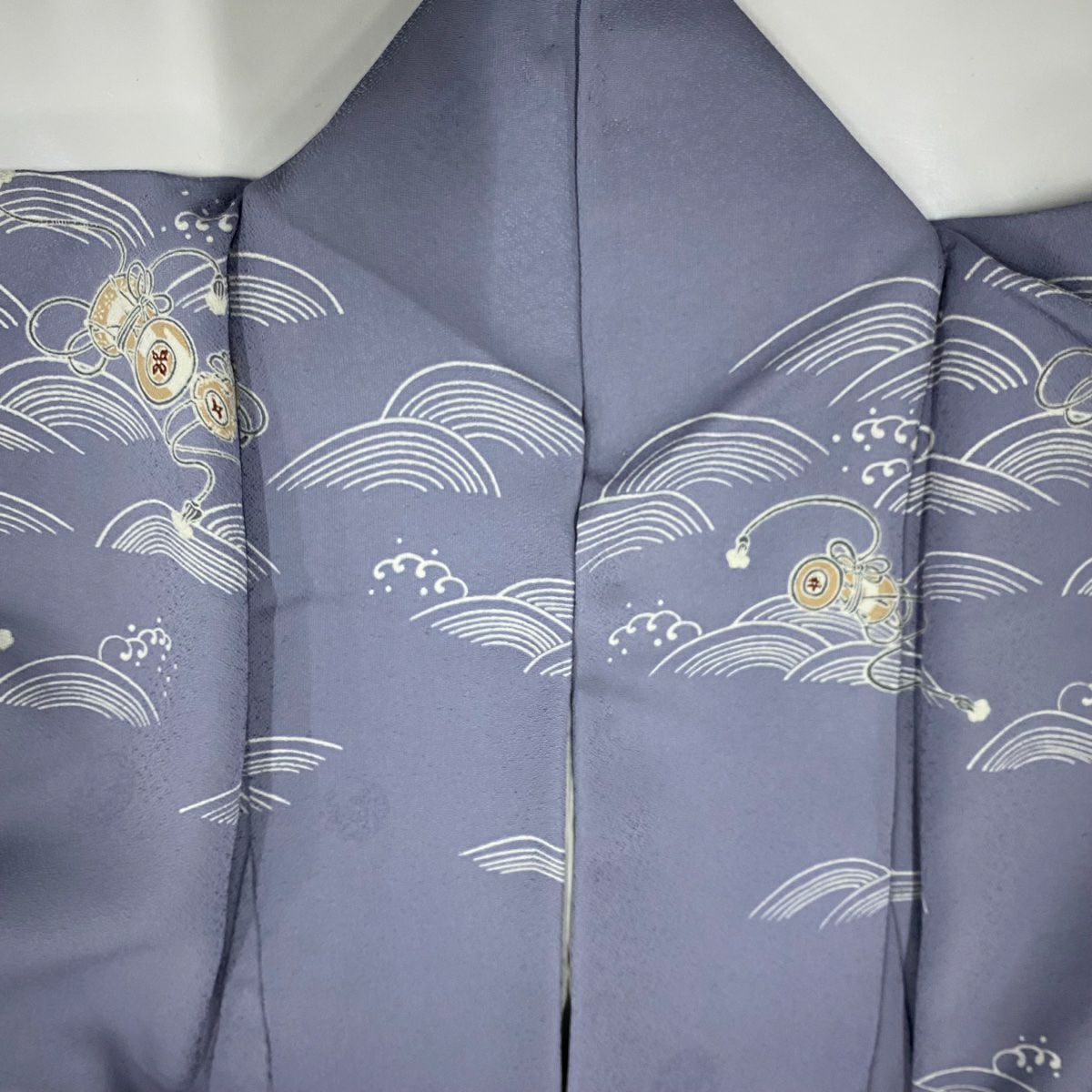 訪問服 身長159cm 袖長65.5cm M 雙層 鼓 波 染分 朦朧 青灰 純蠶絲 優品級