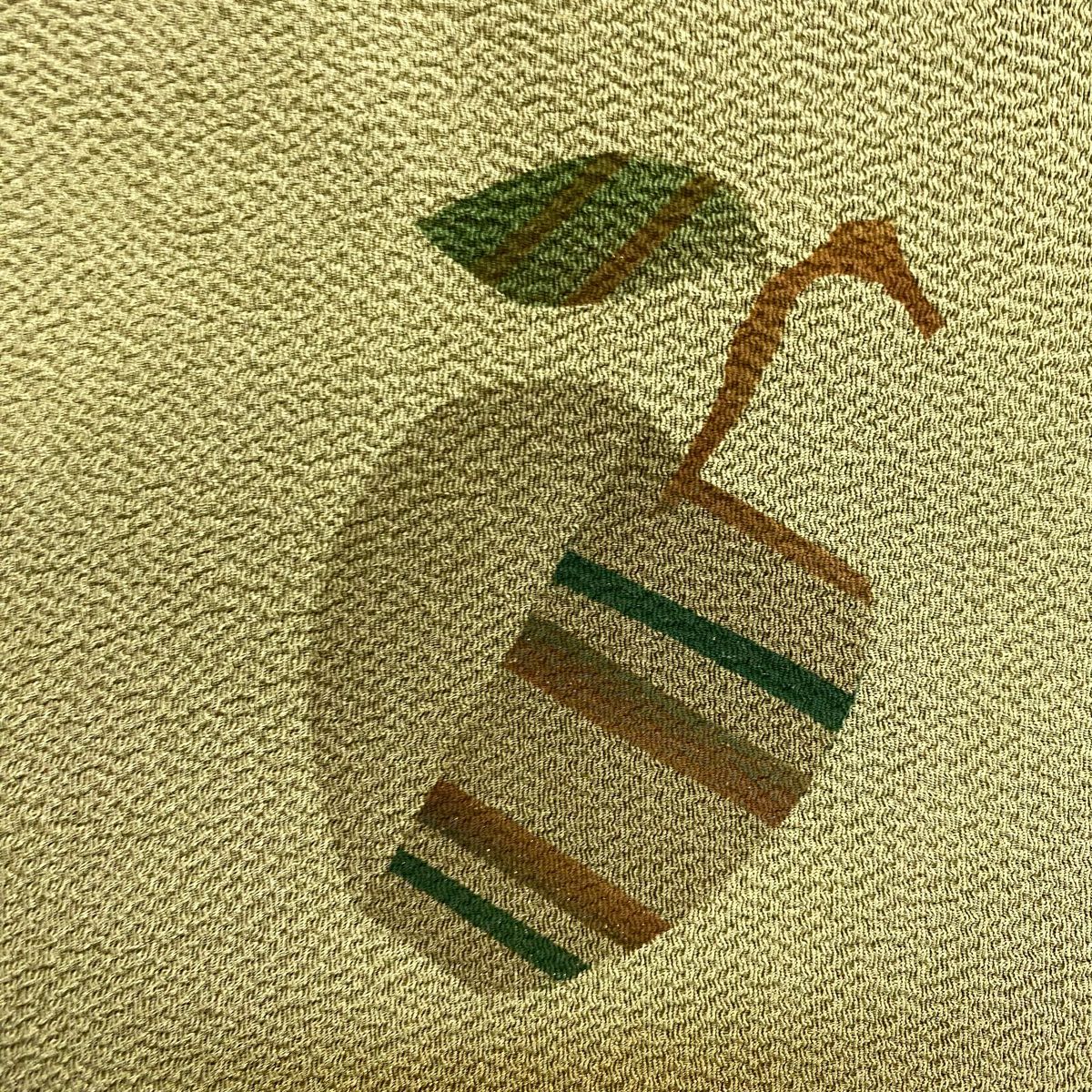 【美品】 名古屋帶 名品級 蘋果 絞染 金銀彩 抹茶 純蠶絲