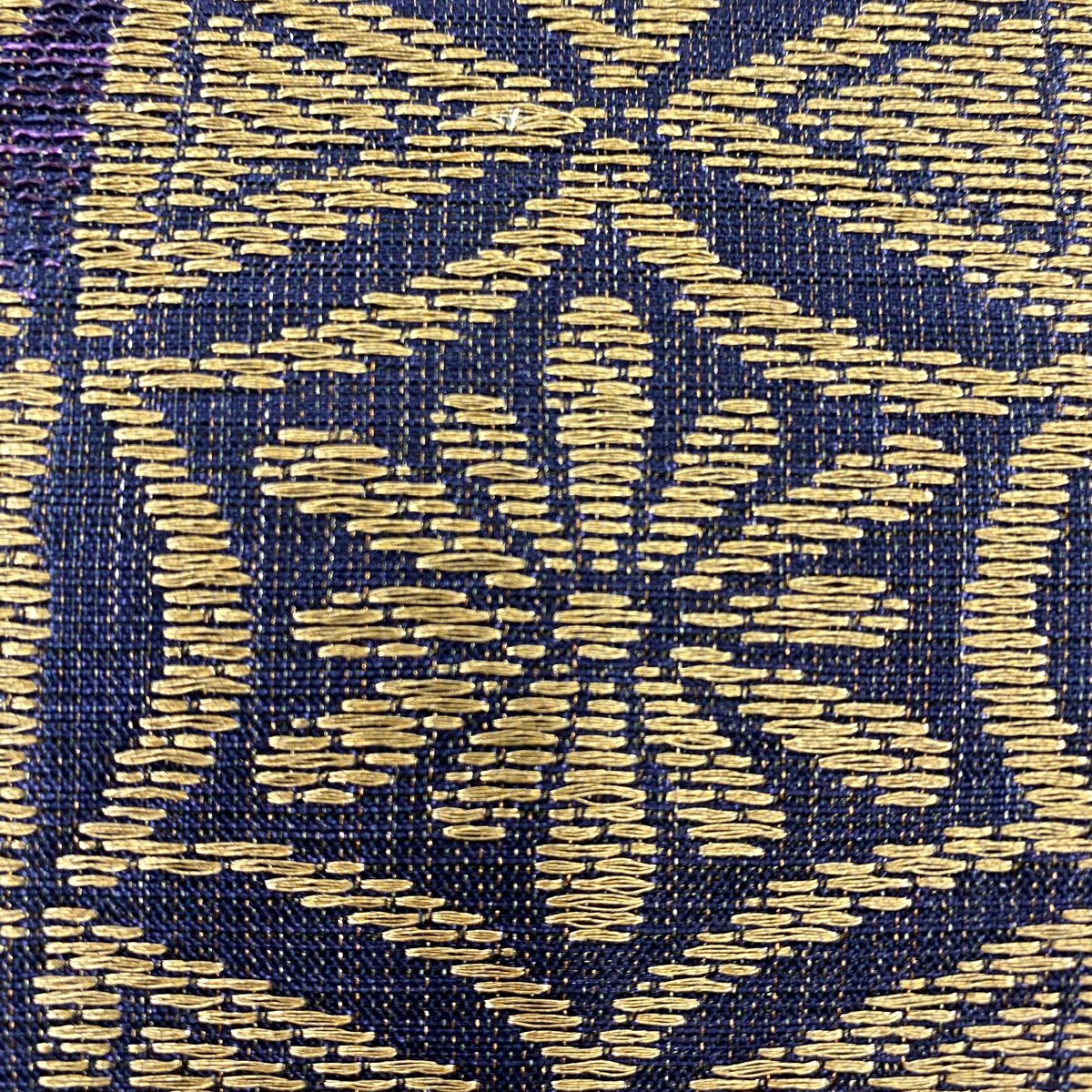 【美品】 袋帶 名品級 花 幾何學 金金箔 灰紫 六通 純蠶絲