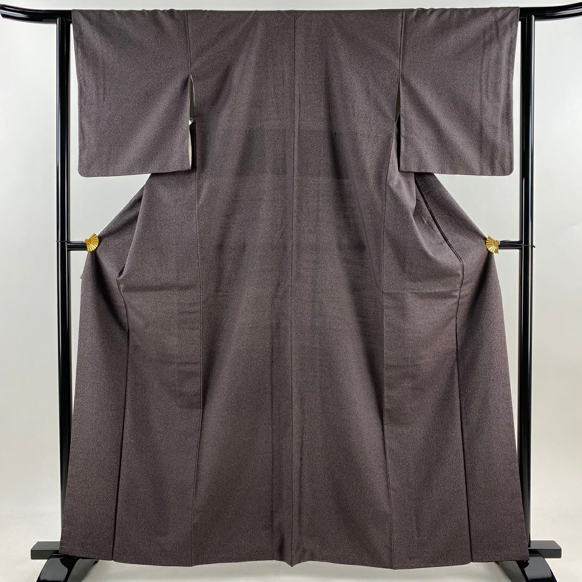 【美品】 小紋 身長162.5cm 袖長62.5cm S 雙層 紬織織 幾何學 灰紫 純蠶絲 秀品級