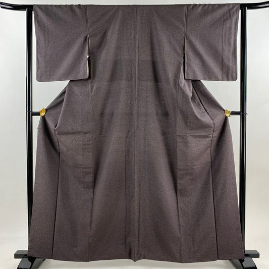 【美品】 小紋 身長162.5cm 袖長62.5cm S 雙層 紬織織 幾何學 灰紫 純蠶絲 秀品級