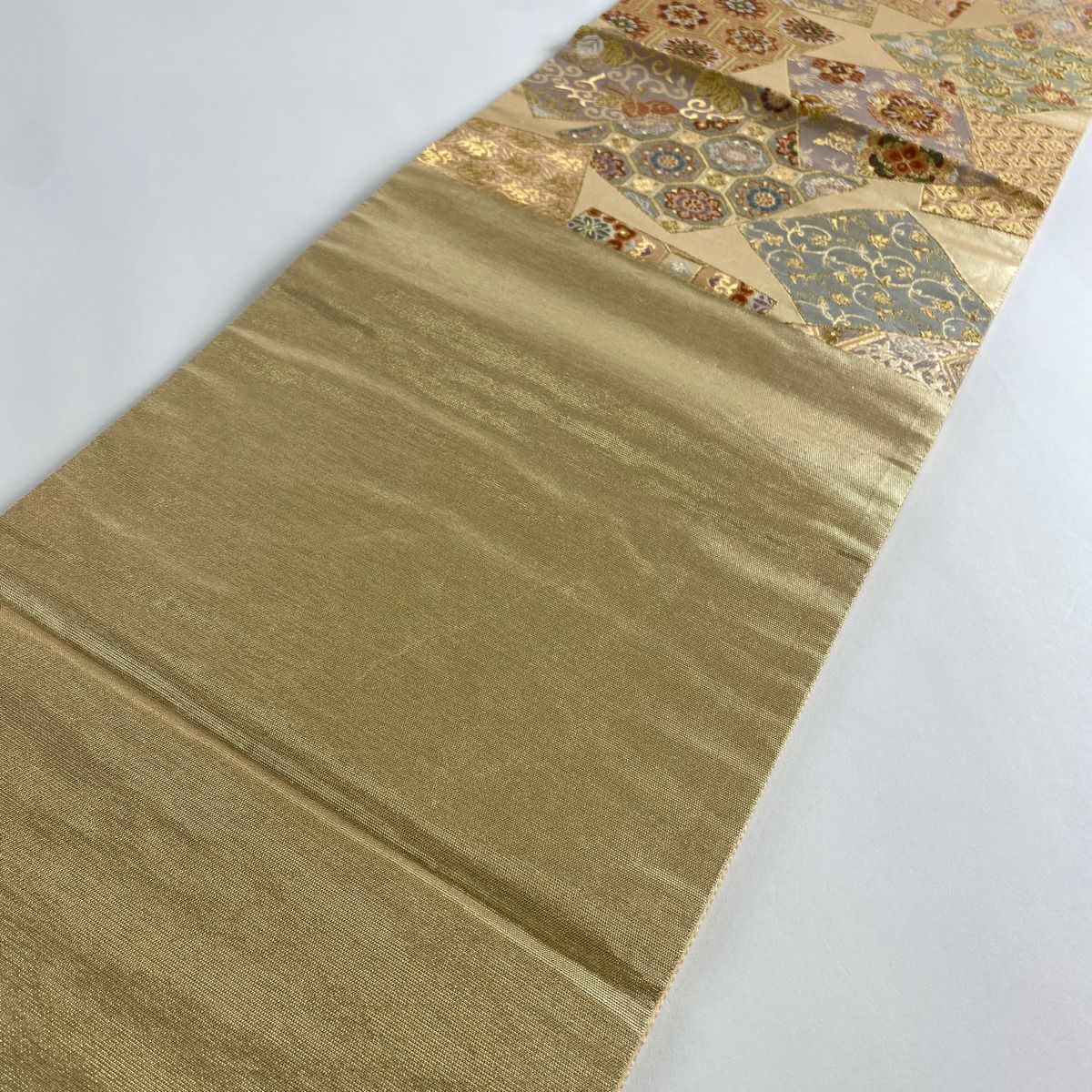 袋帶 秀品級 色紙 華紋 金絲 金金箔 金色 六通 純蠶絲