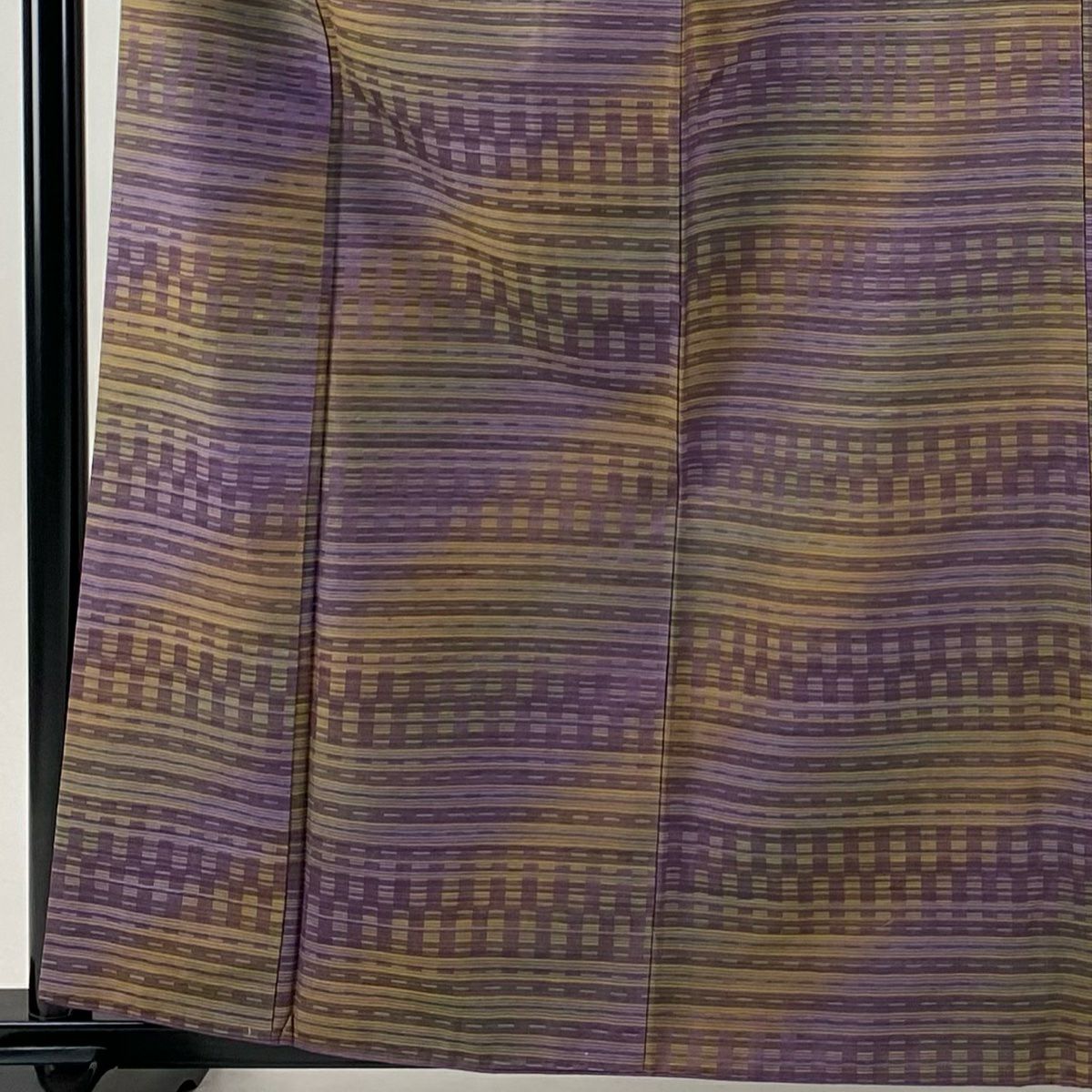 【美品】 紬織 身長161cm 袖長65.5cm M 雙層 菅原結 やまと 有落款 縞 紫 純蠶絲 逸品級