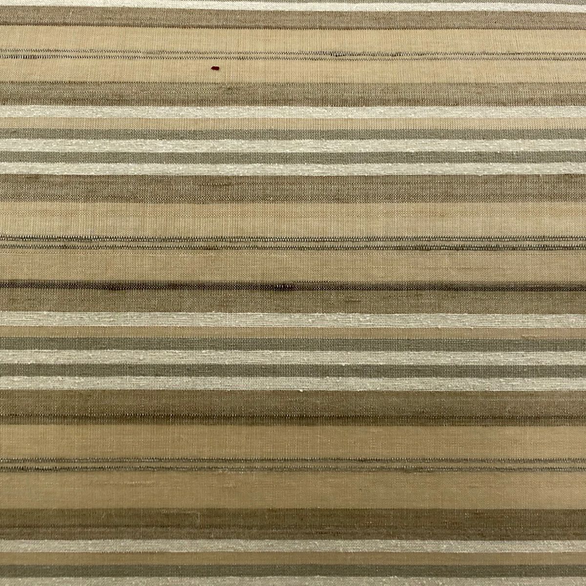 【美品】 袋帶 逸品級 紬織織 縞紋 薄茶 全通 純蠶絲