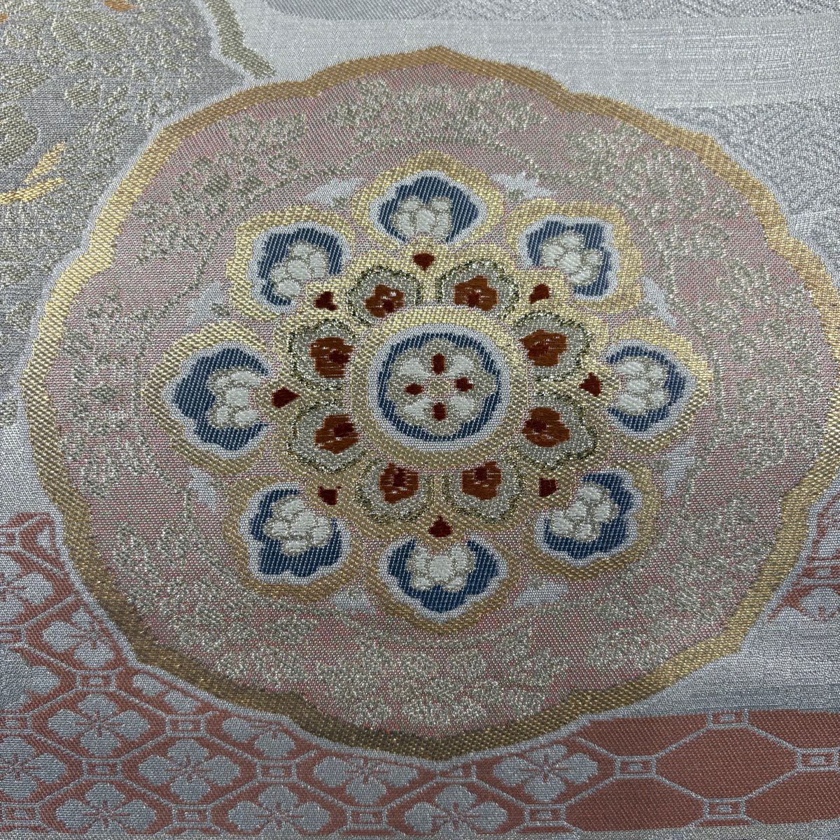 【美品】 袋帶 秀品級 關西仕立 華紋 ヱ霞 金銀彩 金金箔 銀 六通 純蠶絲