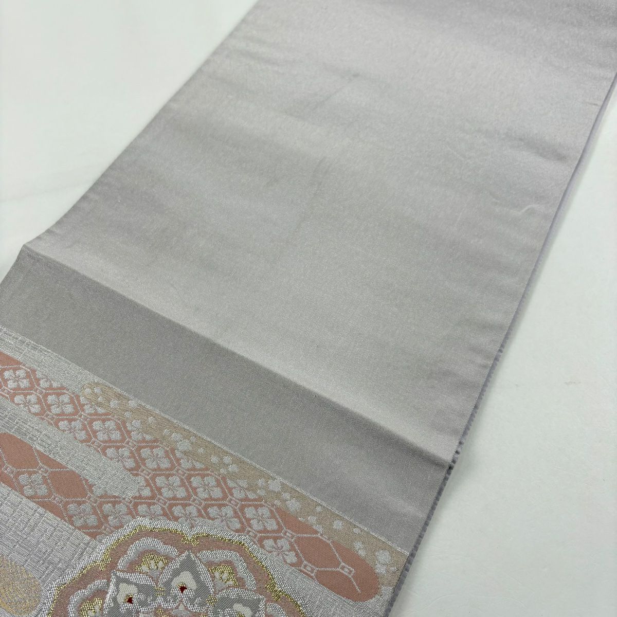 【美品】 袋帶 秀品級 關西仕立 華紋 ヱ霞 金銀彩 金金箔 銀 六通 純蠶絲