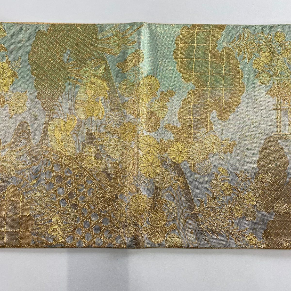 袋帶 秀品級 花鳥 蝶 螺鈿 金金箔 銀 純蠶絲