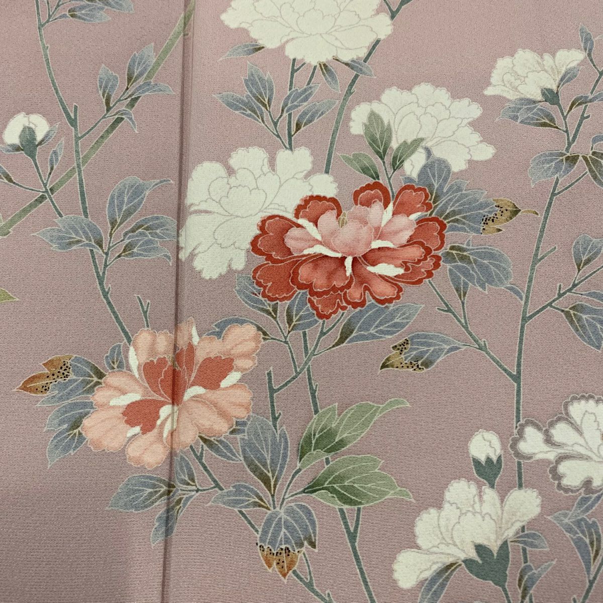 訪問服 身長152cm 袖長62cm S 雙層 牡丹 菊花 漸層 粉紅 純蠶絲 名品級