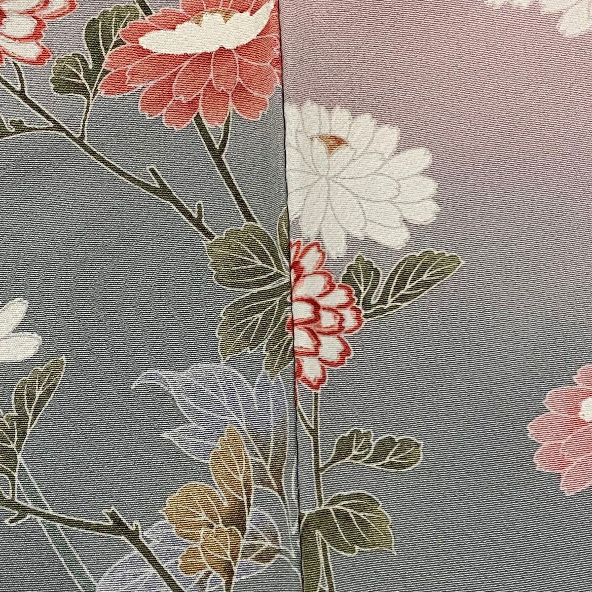 訪問服 身長152cm 袖長62cm S 雙層 牡丹 菊花 漸層 粉紅 純蠶絲 名品級