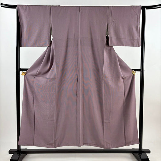 江戶小紋 身長153.5cm 袖長65cm M 雙層 萬筋 紫 純蠶絲 名品級