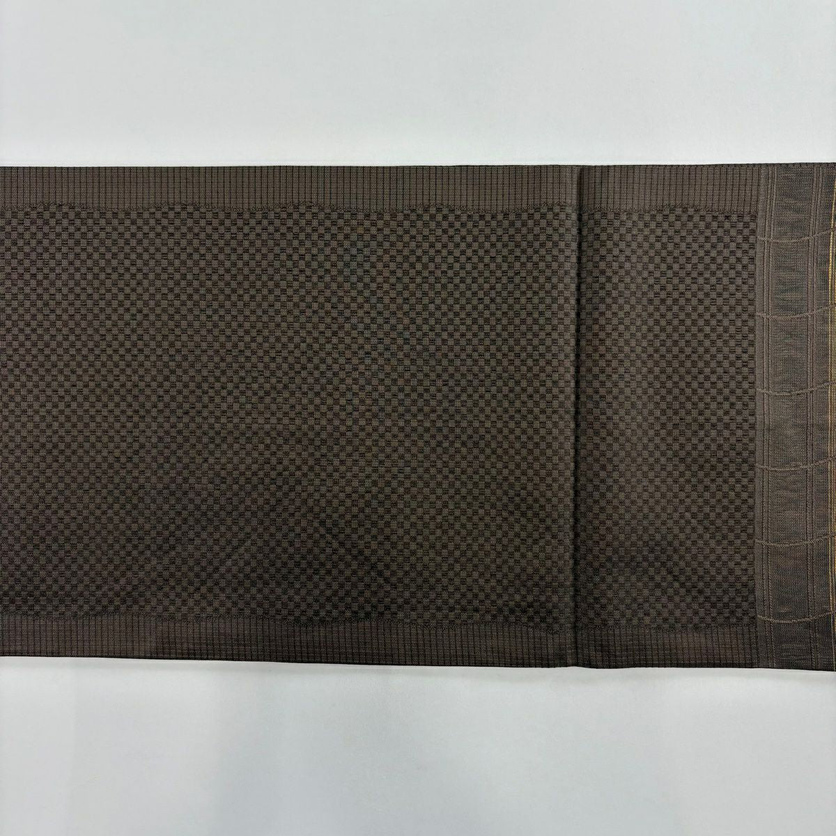 【美品】 袋帶 名品級 段紋 亂紋 焦茶 六通 純蠶絲