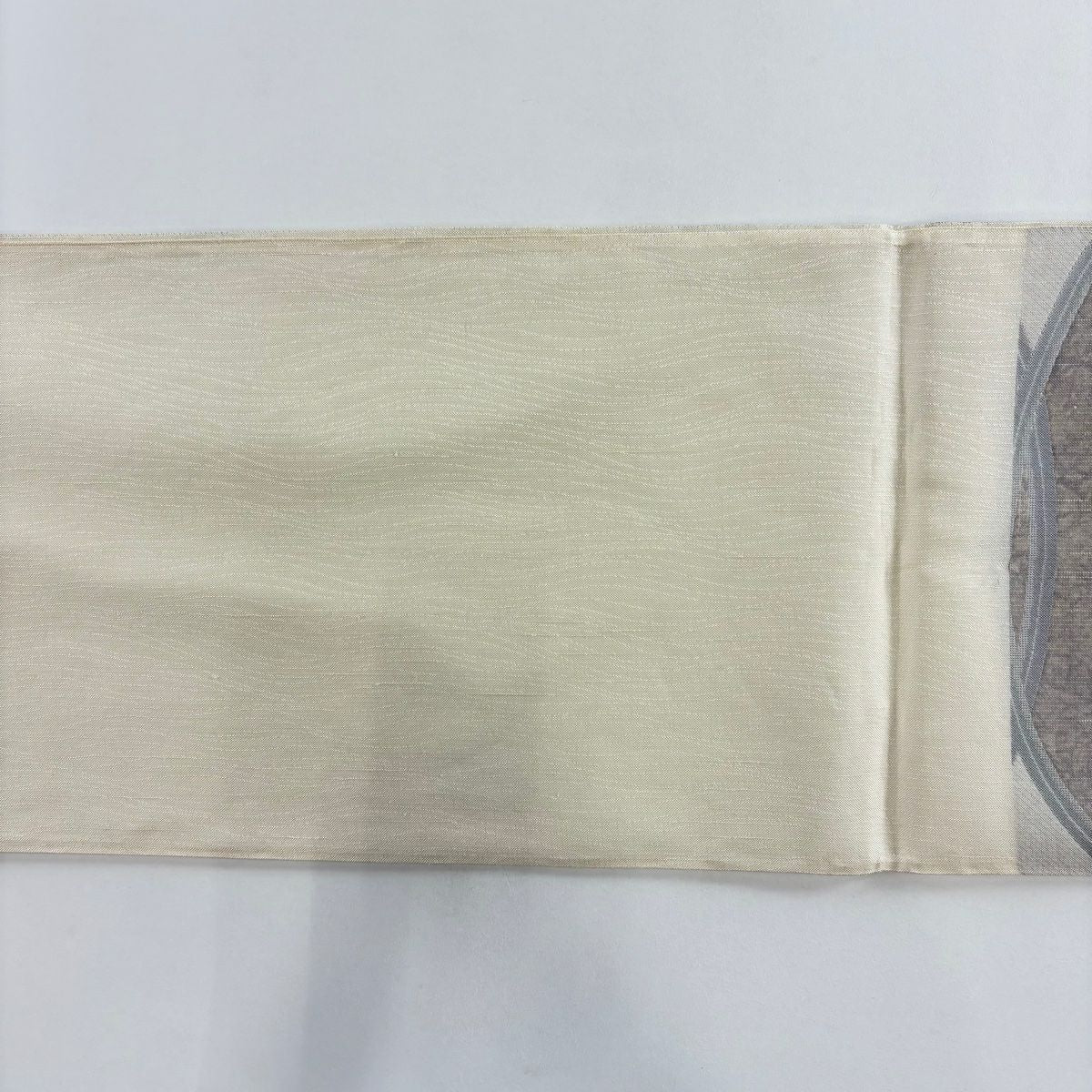 【美品】 袋帶 名品級 鳥 幾何學 金金箔 金絲 灰色 六通 純蠶絲