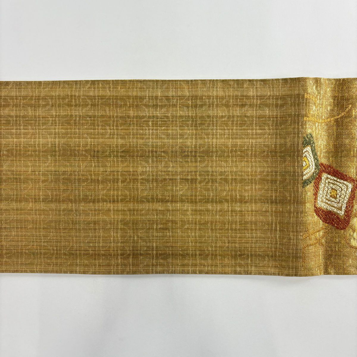 【美品】 袋帶 名品級 菱 蔦 菱 金金箔 金色 六通 純蠶絲
