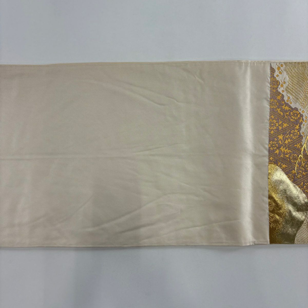 【美品】 袋帶 名品級 落款あり 本家加納 笠松樹 道長取 金絲 金金箔 金色 六通 純蠶絲