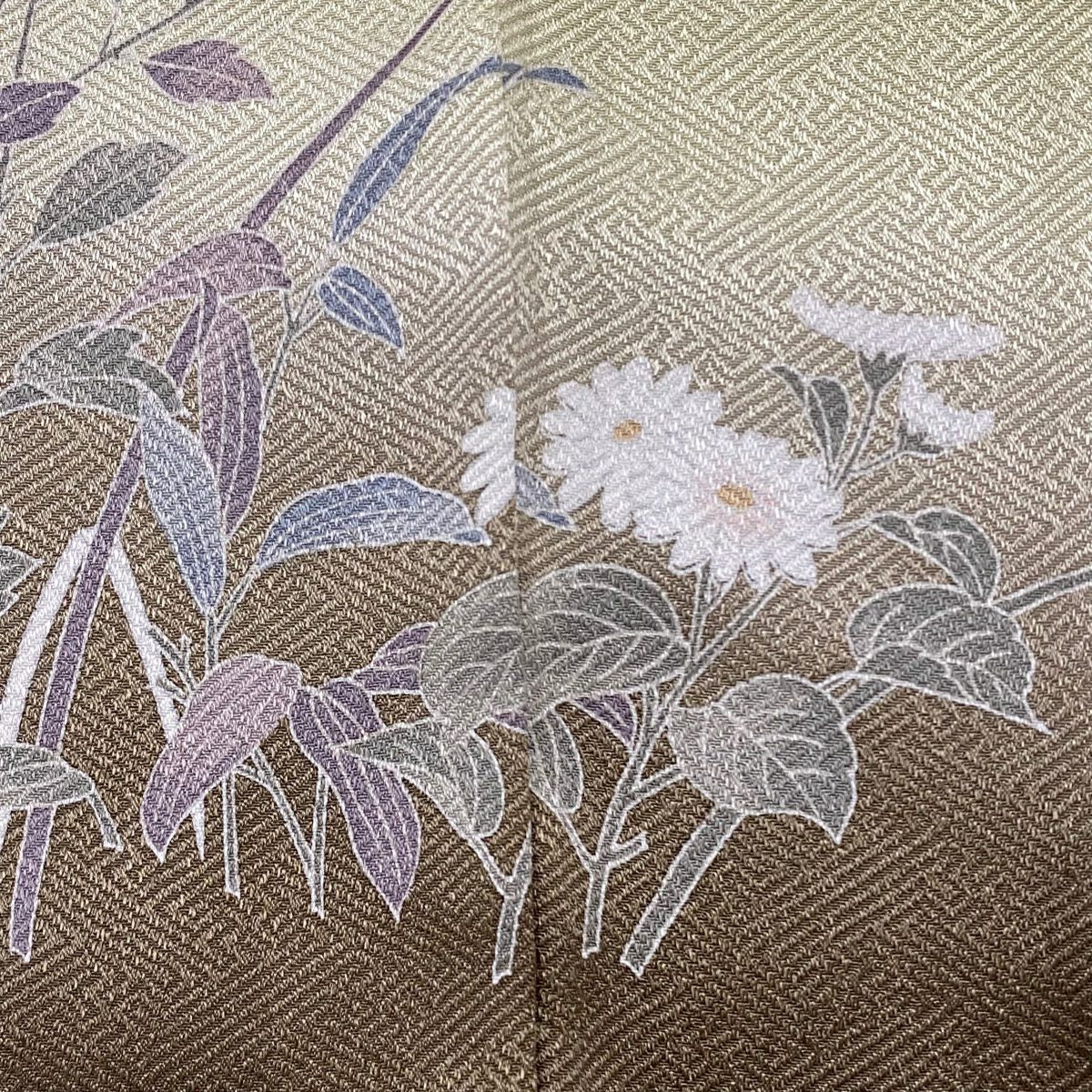 【美品】訪問服 身長158cm 袖長66cm M 雙層 菊花 萩 漸層 黃土 純蠶絲 優品級