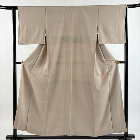 【美品】 小紋 身長155cm 袖長62.5cm S 雙層 幾何學圖案 漸層 灰茶 純蠶絲 秀品級 一個紋