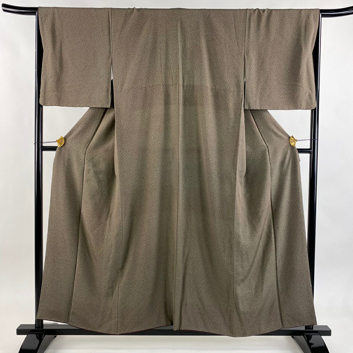 【美品】 小紋 身長155.5cm 袖長65.5cm M 雙層 幾何學 小豆 純蠶絲 秀品級