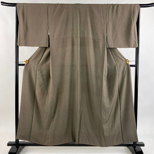 【美品】 小紋 身長155.5cm 袖長65.5cm M 雙層 幾何學 小豆 純蠶絲 秀品級