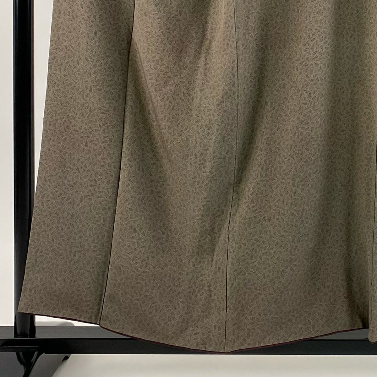 【美品】 小紋 身長155.5cm 袖長65.5cm M 雙層 幾何學 小豆 純蠶絲 秀品級