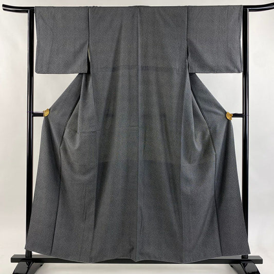 江戶小紋 身長157cm 袖長63.5cm S 雙層 幾何學圖案 黑 純蠶絲 優品級