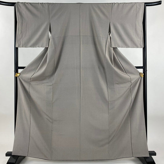 【美品】 小紋 身長163.5cm 袖長64.5cm M 雙層 幾何學 金彩裝飾 灰紫 純蠶絲 秀品級
