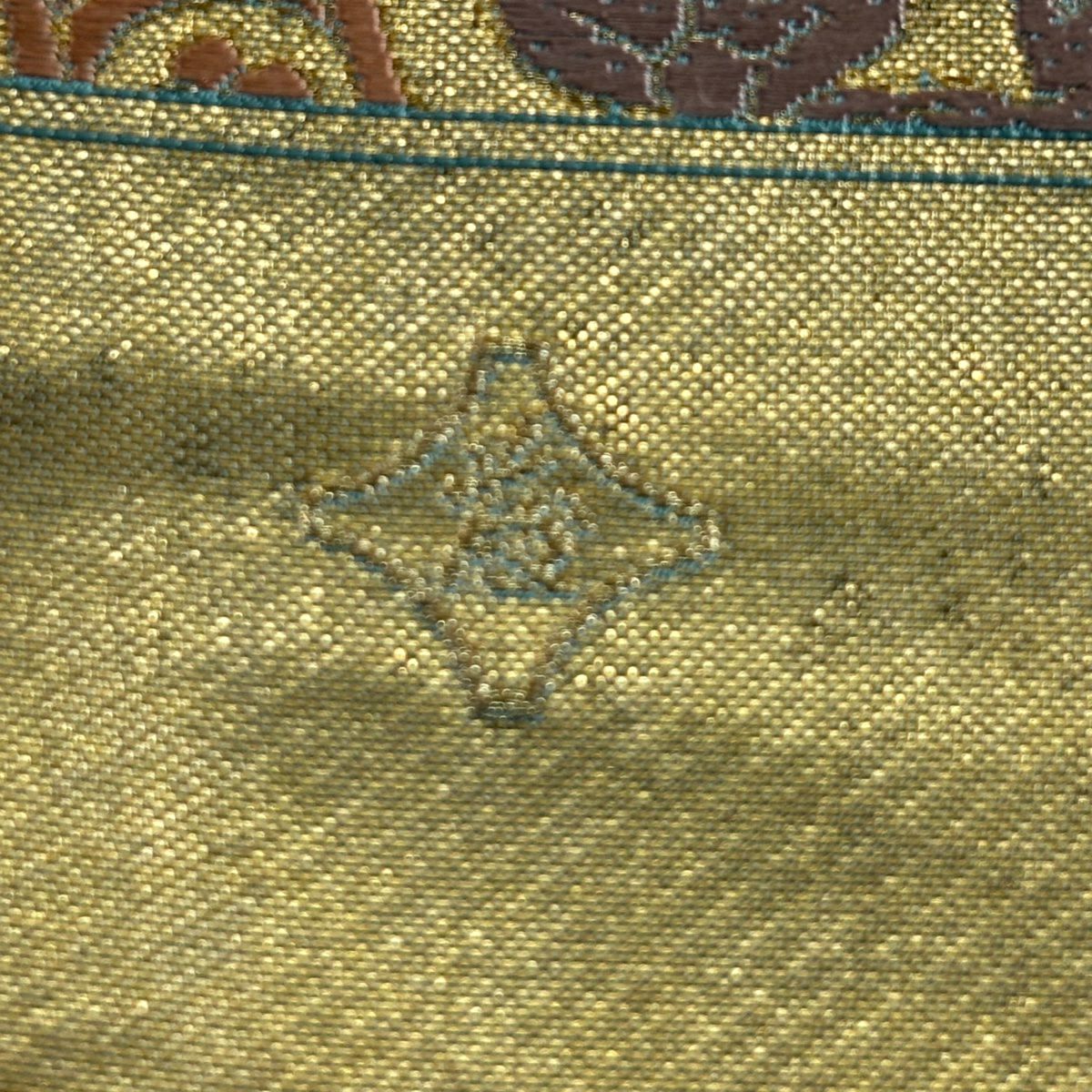 【美品】 袋帶 秀品級 附有落款 關西仕立 草花紋紋 動物 金絲 金金箔 金色 六通 純蠶絲