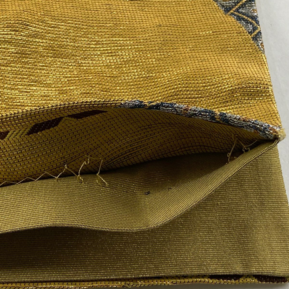 【美品】 袋帶 秀品級 鳥 花菱 金金箔 金線 金色 大鼓圖案 純蠶絲