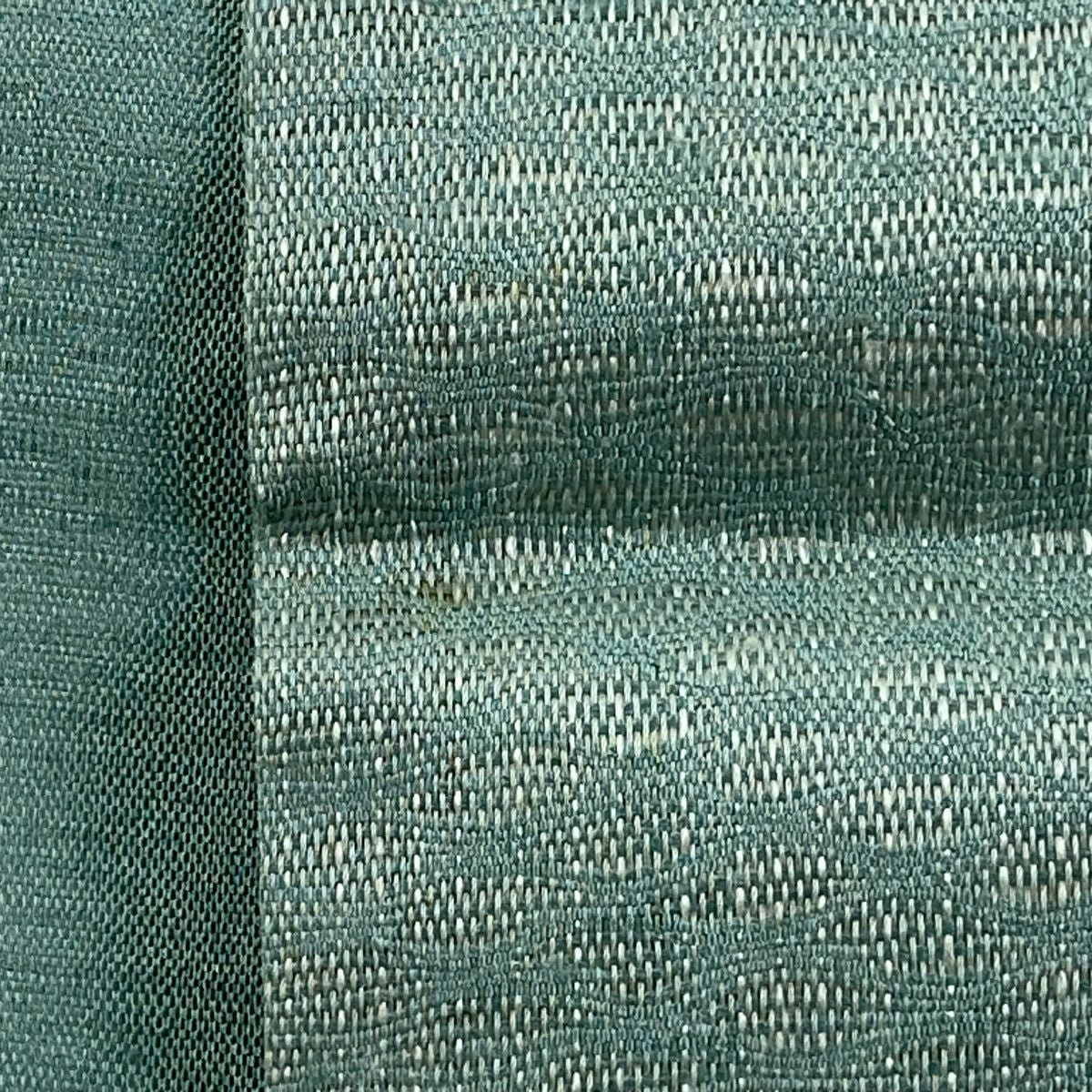 【美品】 袋帶 秀品級 流水 銀線 淺綠 お太鼓圖案 純蠶絲