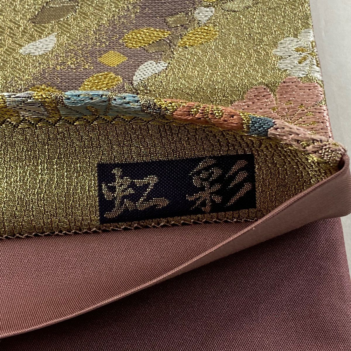 【美品】 袋帶 秀品級 虹彩 櫻花花瓣 金銀絲 金金箔 金色 六通 純蠶絲