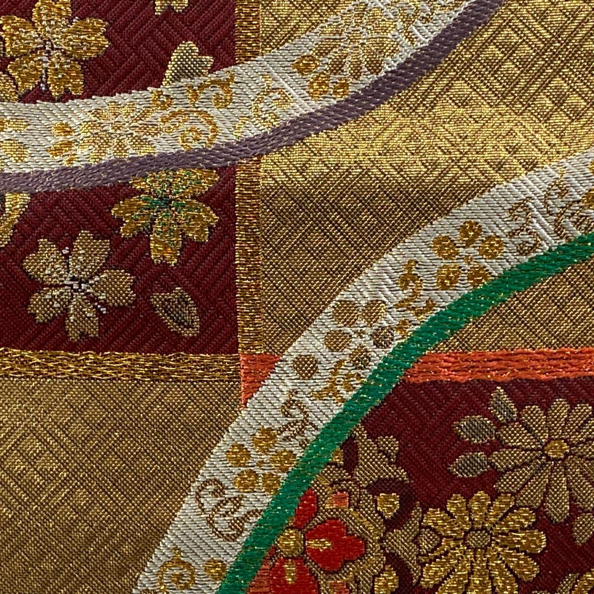 袋帶 秀品級 華紋 蔓帶 金絲 金金箔 金 六通 純蠶絲