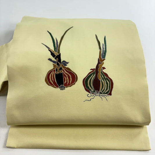 【美品】 名古屋帶 秀品級 洋蔥 金銀彩 淺黃 純蠶絲