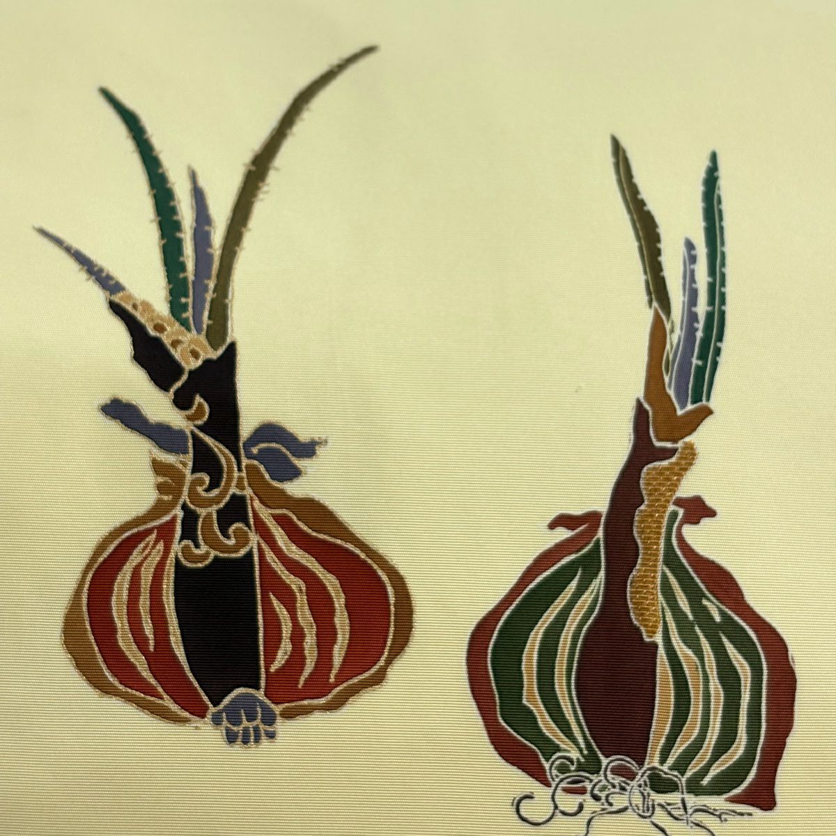 【美品】 名古屋帶 秀品級 洋蔥 金銀彩 淺黃 純蠶絲