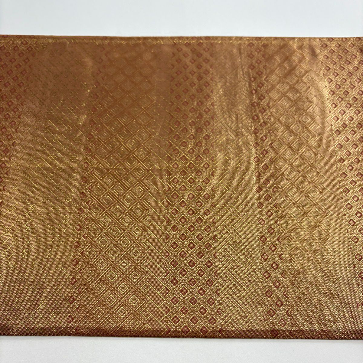 【美品】 袋帶 秀品級 蝶 菊花 金絲 金金箔 茶紫 六通 純蠶絲