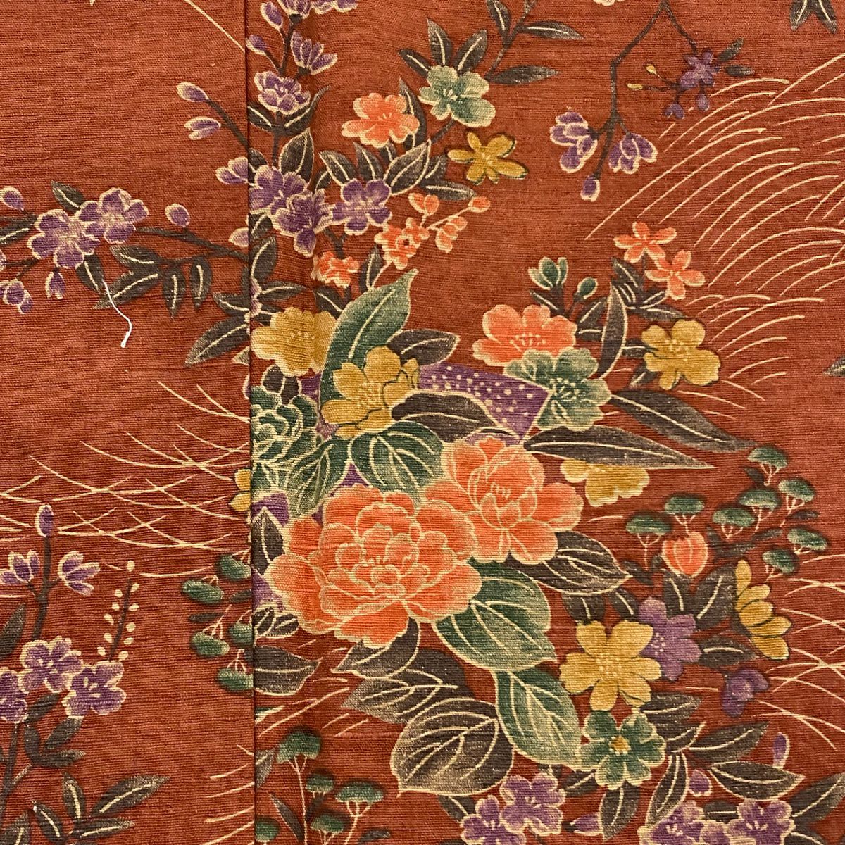【美品】 小紋 身長161cm 袖長66.5cm M 雙層 紬織織 證書齊全 草花紋紋 波 紅茶 純蠶絲 優品級